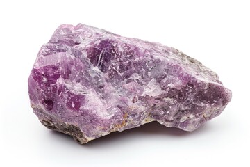 Fototapeta premium Lepidolite Gemstone: Isolated Macro Photography of Calm and Colourful Building Mineralogy on White