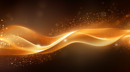 Golden waves background with light sparkles. Luxury abstract illustration.