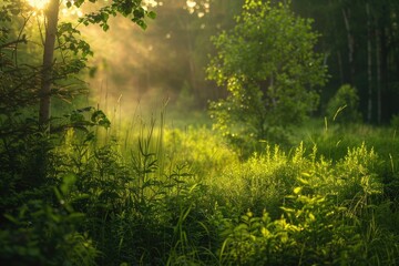 Lush Foliage at Sunrise in Finland's Greenspace: A Serene Landscape of Lush Greenery