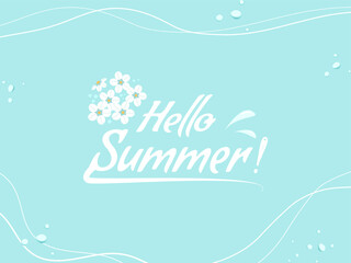 Vector Illustration: Elements of Hand Drawn Lettering of Hello Summer with Sun. doodle handwritten brush design.