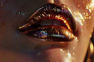 Obraz premium Close-Up Allure: Close-Up Lips for Captivating Expressions, Enchanting Beauty, Feminine Charm, Sensual Lips, Captivating Portraits