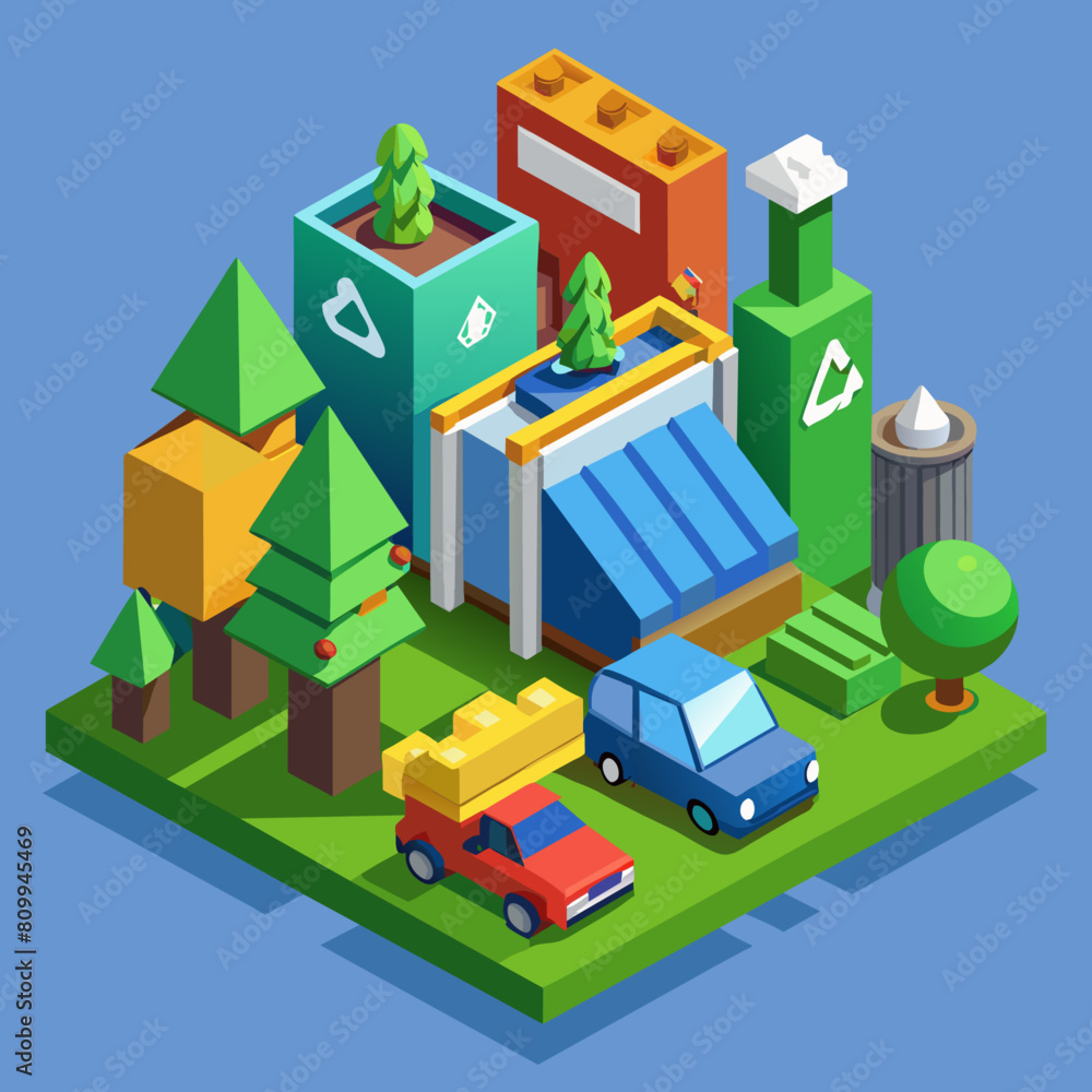 Poster recycling technology facility. sorting and processing recyclable materials. environmental protection