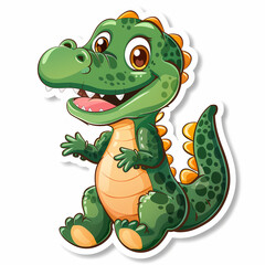 Cute crocodile catoon on a White Canvas Sticker,vector image