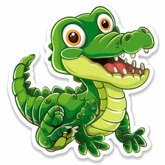 Fototapeta premium Cute crocodile catoon on a White Canvas Sticker,vector image