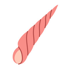 Terebra Seashell. Hand drawn Trendy flat style seashell illustration. Souvenir seashell isolated on white background. Vector illustration