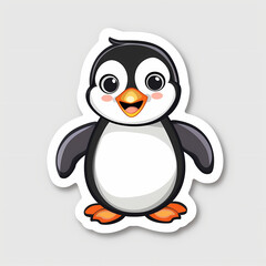 Obraz premium Cute penguin catoon on a White Canvas Sticker,vector image