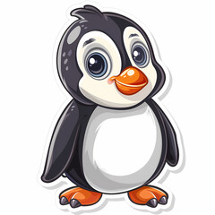Obraz premium Cute penguin catoon on a White Canvas Sticker,vector image