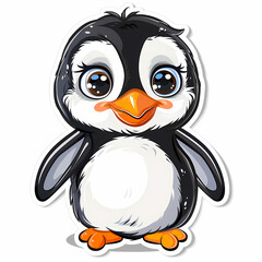 Obraz premium Cute penguin catoon on a White Canvas Sticker,vector image