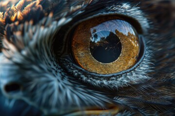 Detailed close up view of a bird's eye. Suitable for nature and wildlife themes