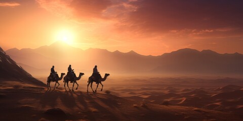 Camelback adventure in the desert twilight