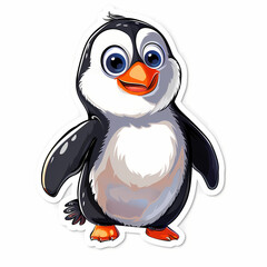 Obraz premium Cute penguin catoon on a White Canvas Sticker,vector image