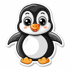 Obraz premium Cute penguin catoon on a White Canvas Sticker,vector image