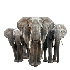 Obraz premium African wild elephants walking isolated on transparent background