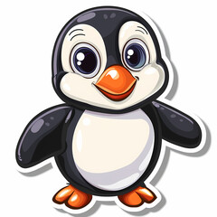 Obraz premium Cute penguin catoon on a White Canvas Sticker,vector image