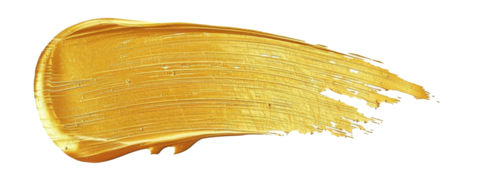 Beautiful textured golden stroke isolated on white background.
