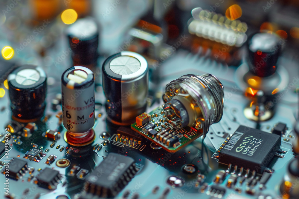 Poster macro of a wireless earbuds inner components, tuning into audio tech advancements