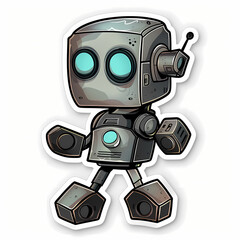 Fototapeta premium Cute robot on a White Canvas Sticker,vector image