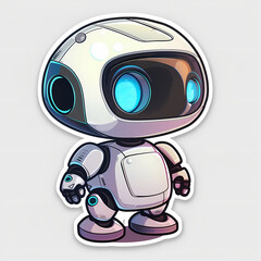 Cute robot on a White Canvas Sticker,vector image