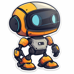 Cute robot on a White Canvas Sticker,vector image