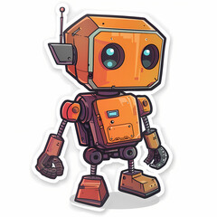 Fototapeta premium Cute robot on a White Canvas Sticker,vector image