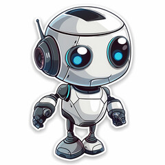 Cute robot on a White Canvas Sticker,vector image