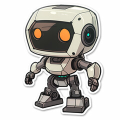 Cute robot on a White Canvas Sticker,vector image - obrazy, fototapety, plakaty