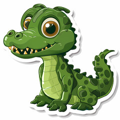 Fototapeta premium Cute crocodile catoon on a White Canvas Sticker,vector image