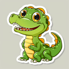 Cute crocodile catoon on a White Canvas Sticker,vector image - obrazy, fototapety, plakaty