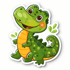 Fototapeta premium Cute crocodile catoon on a White Canvas Sticker,vector image