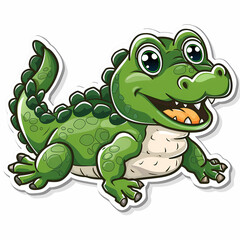Fototapeta premium Cute crocodile catoon on a White Canvas Sticker,vector image