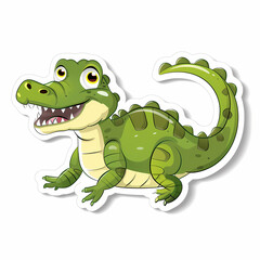 Fototapeta premium Cute crocodile catoon on a White Canvas Sticker,vector image