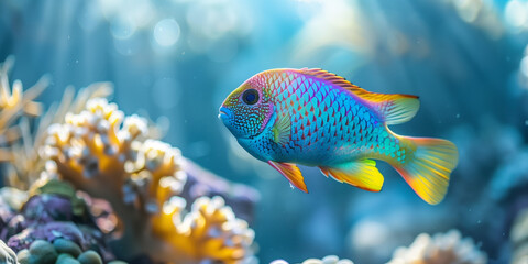 Fototapeta premium Colorful Fish Swimming Among Coral Reefs