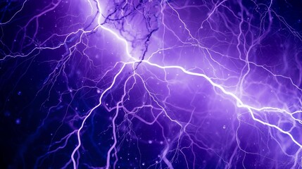 Intense Purple Lightning Bolt Illuminating the Stormy Sky