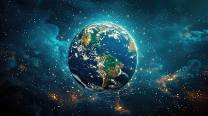 Fototapeta premium Earth Surrounded by Stars in Space