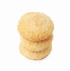 Stacked tasty sugar cookies isolated on white