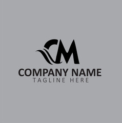 CM  logo design for black and white color