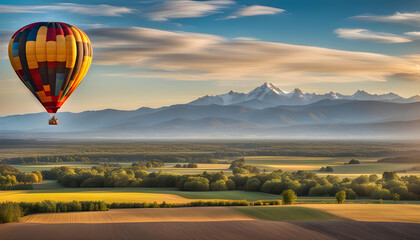 Obraz premium hot air balloon over region country