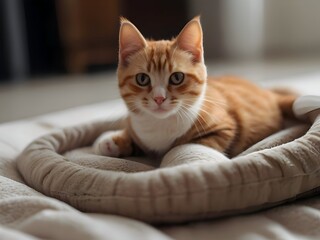 Tabby Ginger Cat Animal Realistic Photo Illustration Art	
