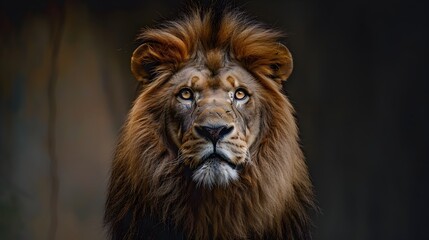 Strength and Authority A Majestic Lions Piercing Gaze at Sunset Generative ai