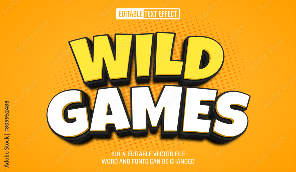 Poster editable 3d text style effect - wild games text effect template