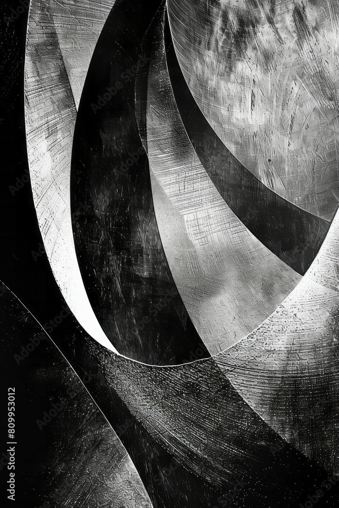 Poster abstract harpoons transformed into geometric lines that intersect and penetrate layers of textured a