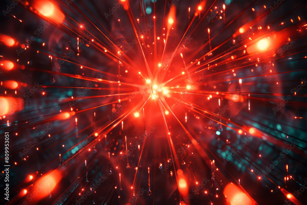 Poster a dynamic array of spears depicted as laser beams in a futuristic battlefield, each line indicating 