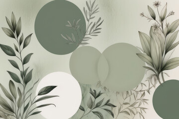 Floral neutral background in beautiful sage green and olive neutral tones.