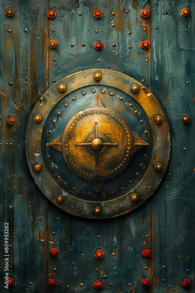 Poster a stylized depiction of a shield as a series of concentric circles of light, symbolizing layers of p