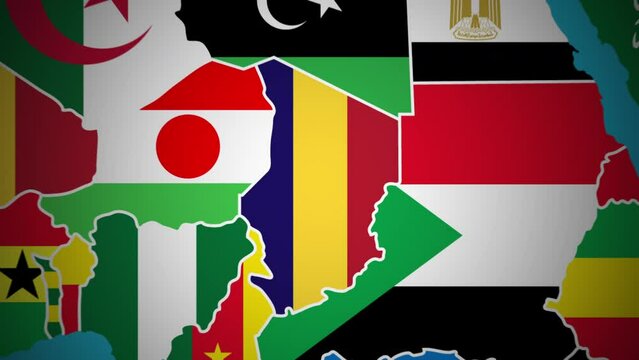 Chad map flag country nation outline world motion graphics animation