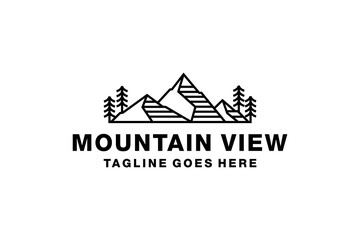 Fototapeta premium Mountain with trees like the Mountain Peak Hill Natural View logo design.
