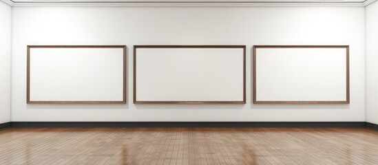 Fototapeta premium Modern Gallery Interior with Blank Frames Display