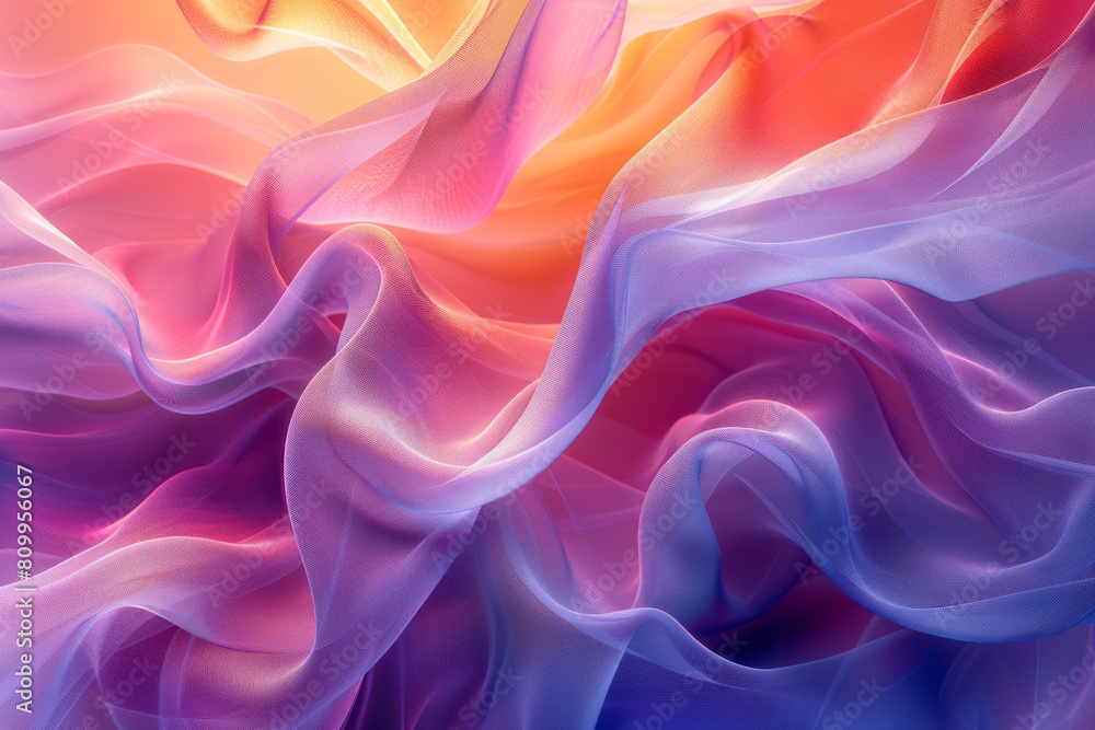 Fototapete abstract digital artwork featuring a gradient background with dynamic swirling geometric shapes,