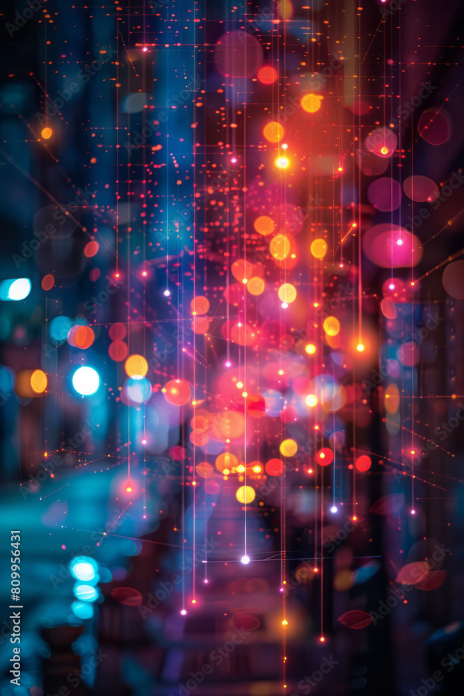 Leinwandbilder poster design for a technology event featuring a vibrant gradient and dynamic digital connections,