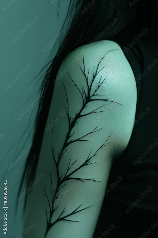 Aufkleber Abstract tattoo design with a gradient fill and sharp, sweeping lines creating a sense of flow,